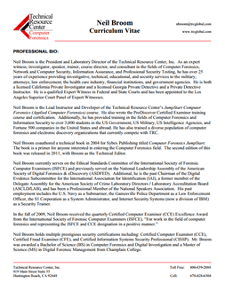 CV for Neil Broom Expert Witness in Computer Forensics Investigations in El Paso Texas